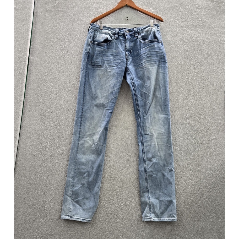 Buffalo David Bitton Men Jeans 33X30 Light Blue Denim Ash-X Slim Stretch